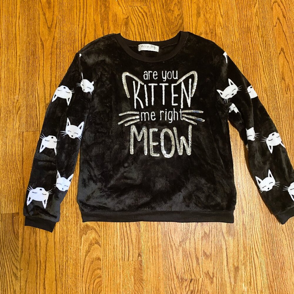 Wound Up women's juniors petites kitten soft top pajama shirt size small 3-5